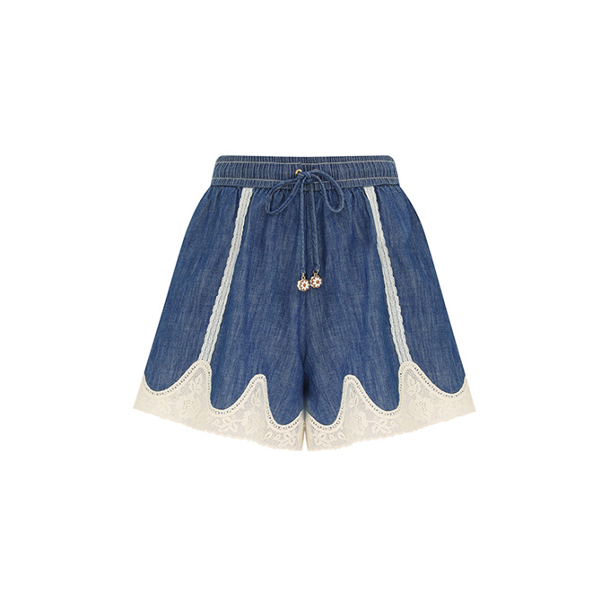 zimmermann daylight lace trim denim shorts